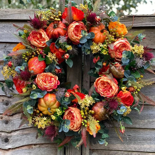 Fall Peony Pumpkin Wreath